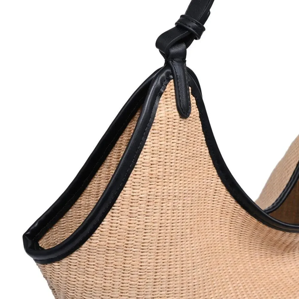 Ambrose Woven Straw Tote Bag in Natural Black - Picture 5 of 9